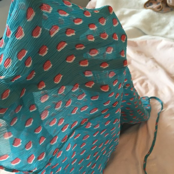 Kate Spade teal blue orange dotted ruffle blouse top size 4 /small nwot SAMPLE - Picture 10 of 10